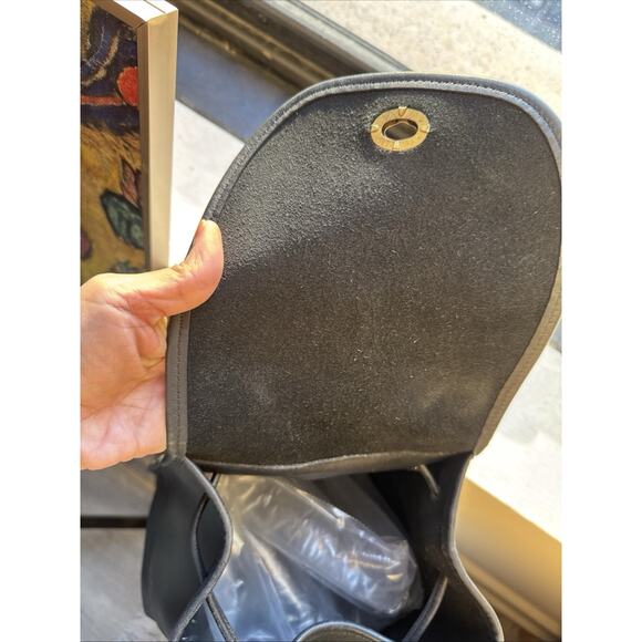 Vintage COACH Black Leather Backpack Daypack Bag Drawstring - Picture 11 of 11